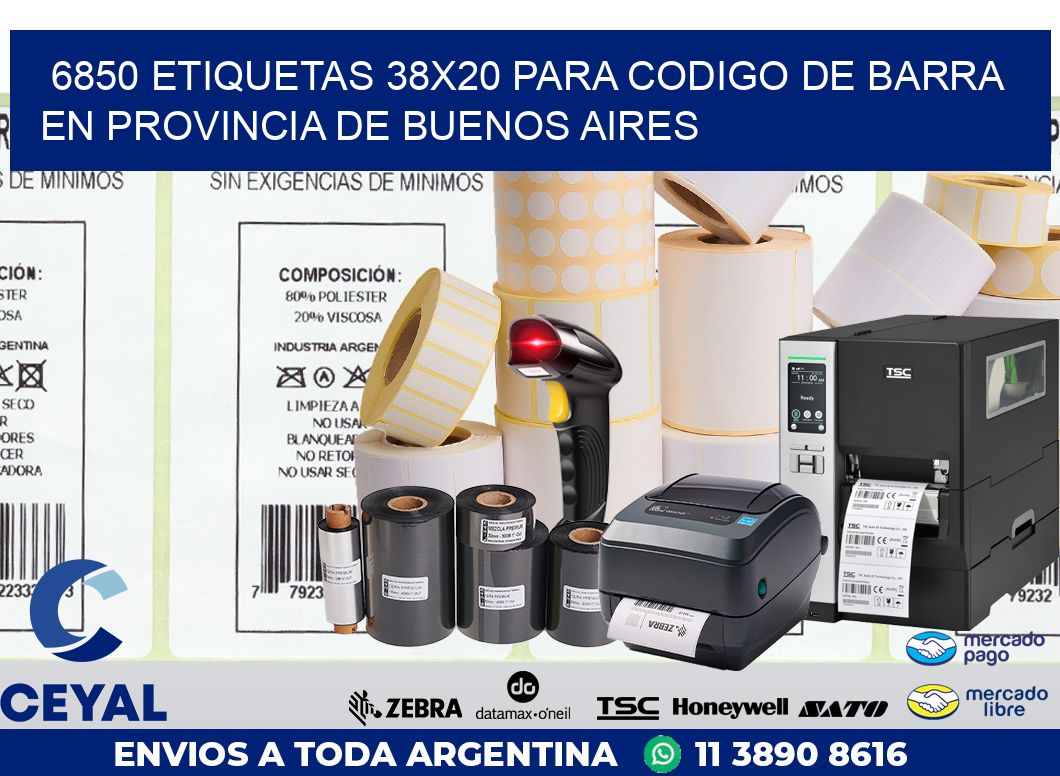 6850 ETIQUETAS 38X20 PARA CODIGO DE BARRA EN PROVINCIA DE BUENOS AIRES