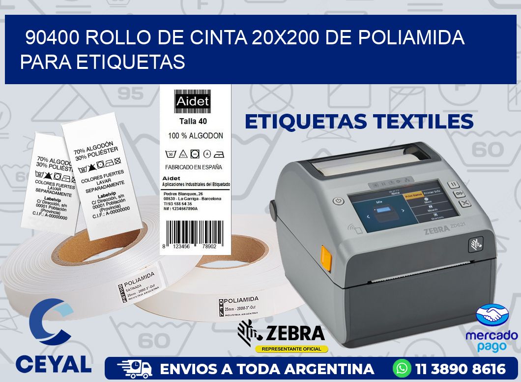 90400 ROLLO DE CINTA 20X200 DE POLIAMIDA PARA ETIQUETAS