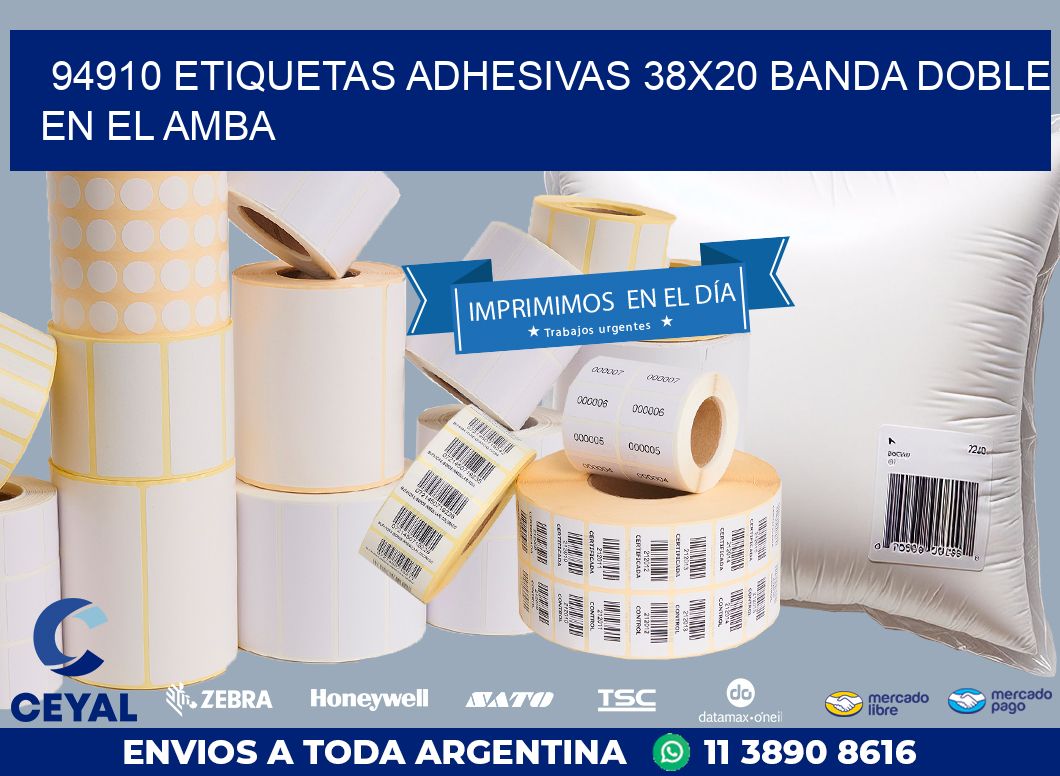 94910 ETIQUETAS ADHESIVAS 38X20 BANDA DOBLE EN EL AMBA