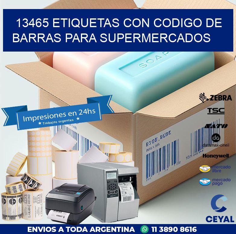 13465 ETIQUETAS CON CODIGO DE BARRAS PARA SUPERMERCADOS