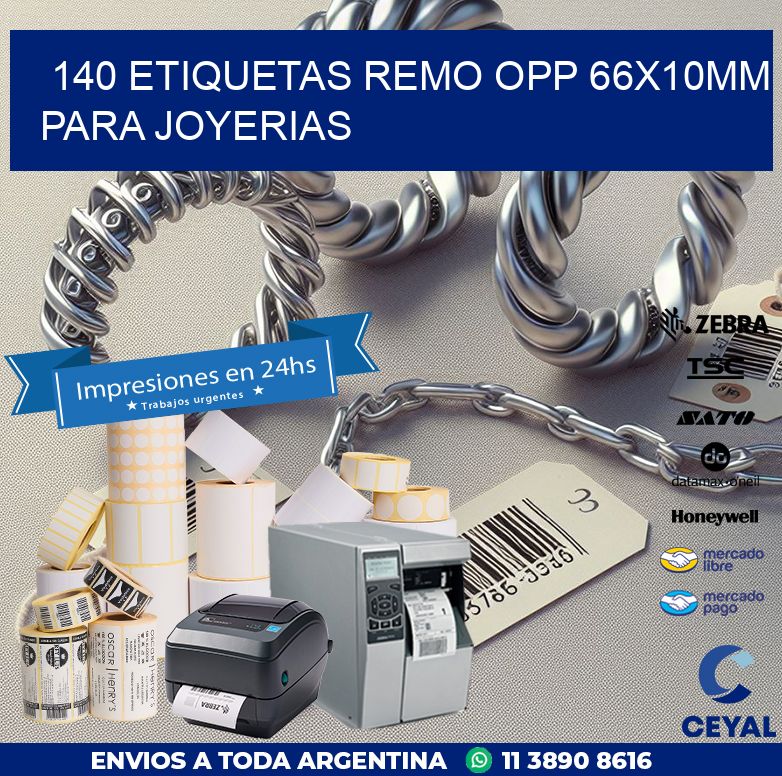 140 ETIQUETAS REMO OPP 66X10MM PARA JOYERIAS