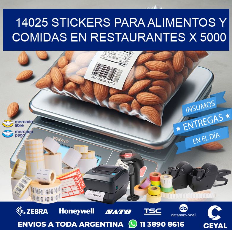 14025 STICKERS PARA ALIMENTOS Y COMIDAS EN RESTAURANTES X 5000
