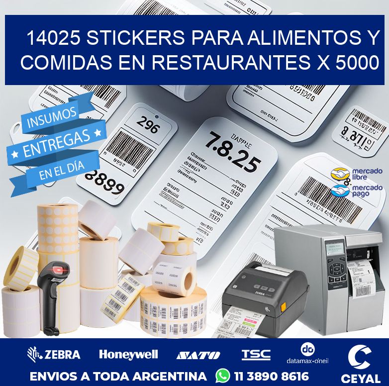 14025 STICKERS PARA ALIMENTOS Y COMIDAS EN RESTAURANTES X 5000