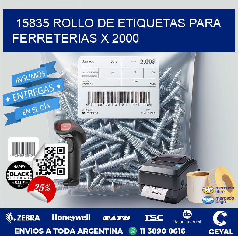 15835 ROLLO DE ETIQUETAS PARA FERRETERIAS X 2000