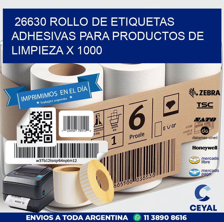 26630 ROLLO DE ETIQUETAS ADHESIVAS PARA PRODUCTOS DE LIMPIEZA X 1000