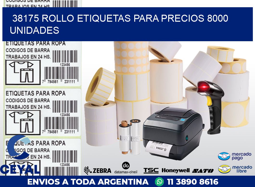 38175 ROLLO ETIQUETAS PARA PRECIOS 8000 UNIDADES