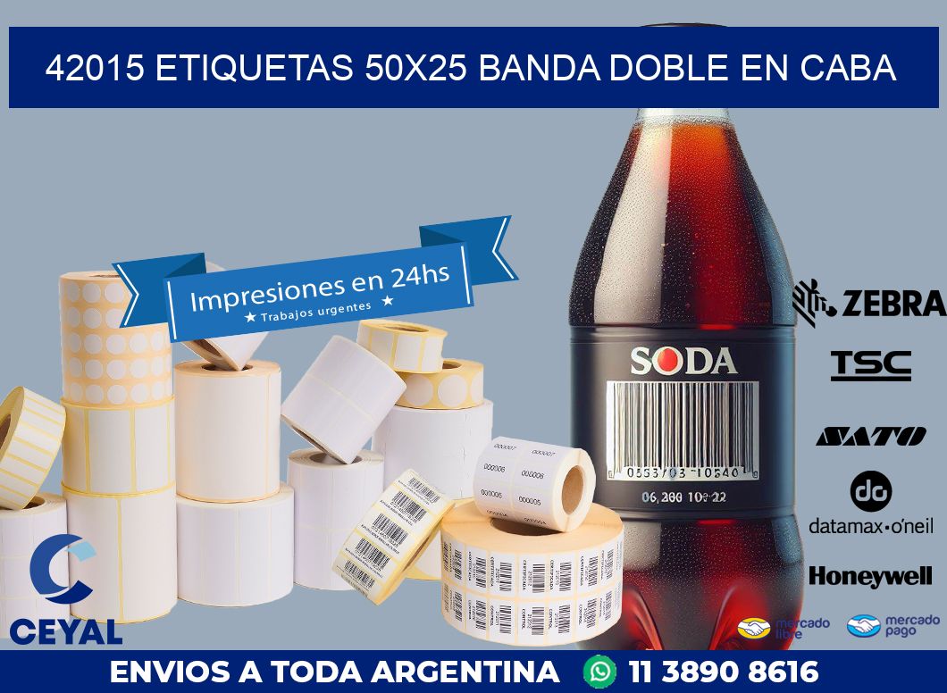 42015 ETIQUETAS 50X25 BANDA DOBLE EN CABA