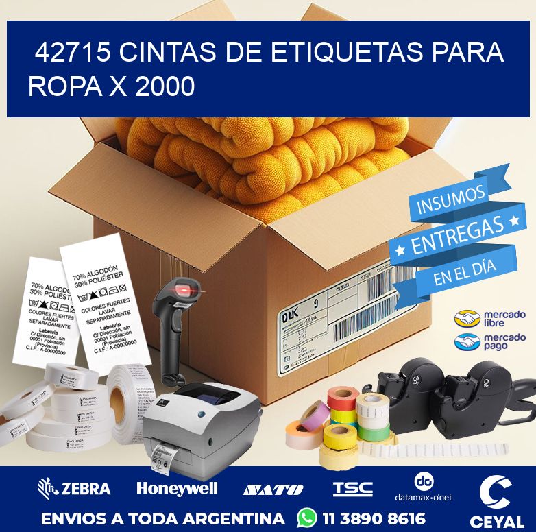 42715 CINTAS DE ETIQUETAS PARA ROPA X 2000