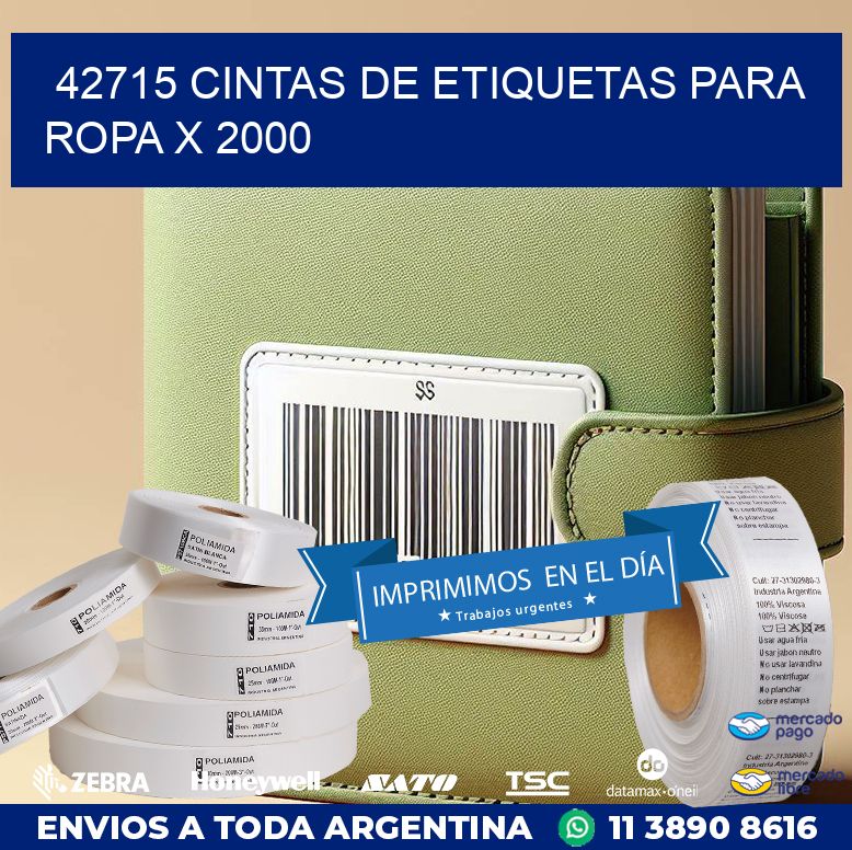 42715 CINTAS DE ETIQUETAS PARA ROPA X 2000