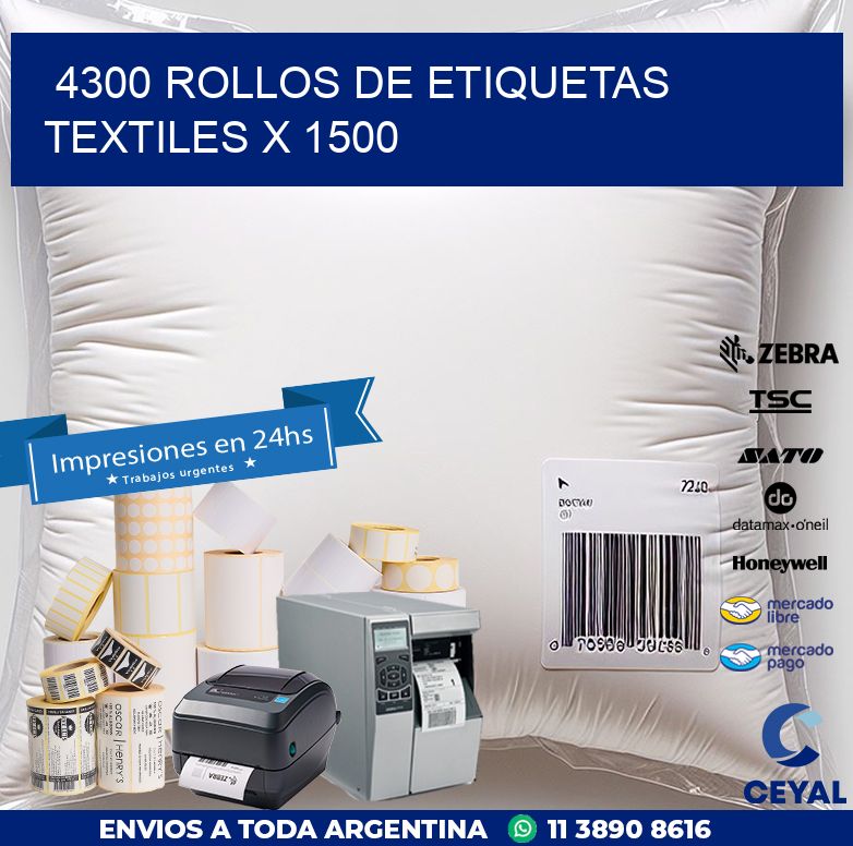 4300 ROLLOS DE ETIQUETAS TEXTILES X 1500