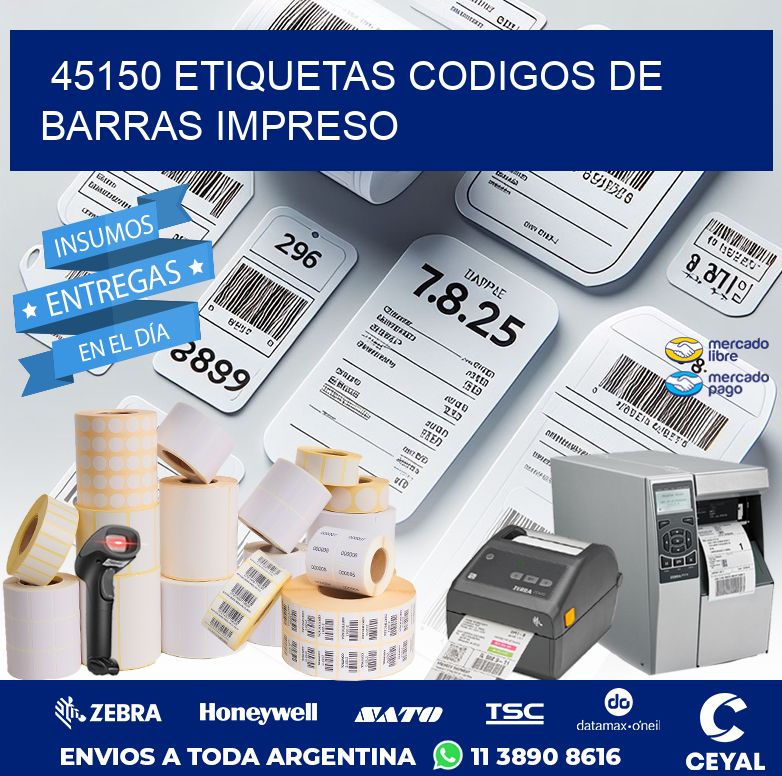 45150 ETIQUETAS CODIGOS DE BARRAS IMPRESO
