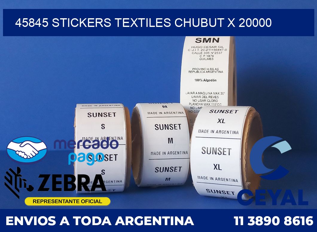 45845 STICKERS TEXTILES CHUBUT X 20000