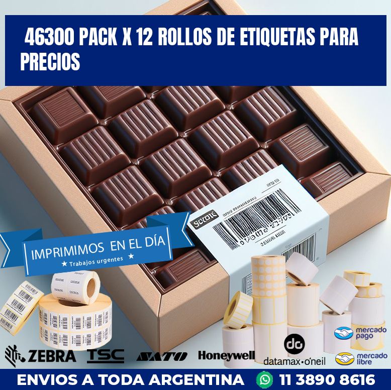 46300 PACK X 12 ROLLOS DE ETIQUETAS PARA PRECIOS