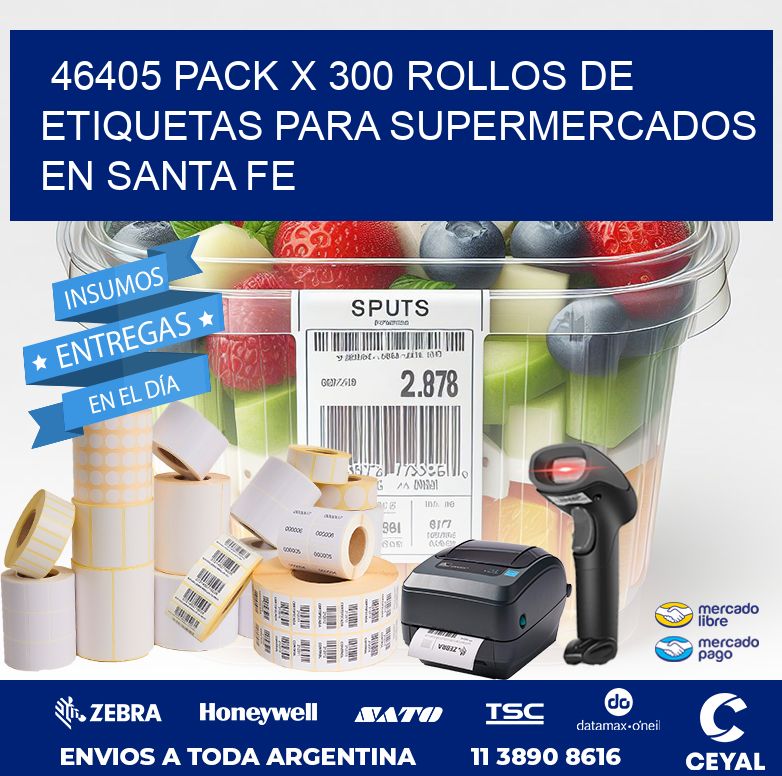 46405 PACK X 300 ROLLOS DE ETIQUETAS PARA SUPERMERCADOS EN SANTA FE
