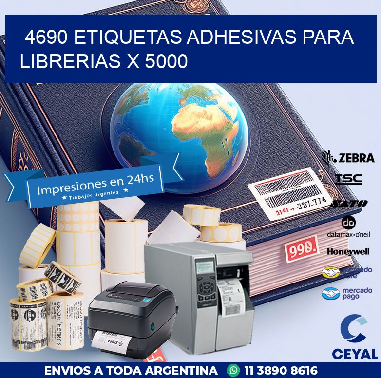 4690 ETIQUETAS ADHESIVAS PARA LIBRERIAS X 5000