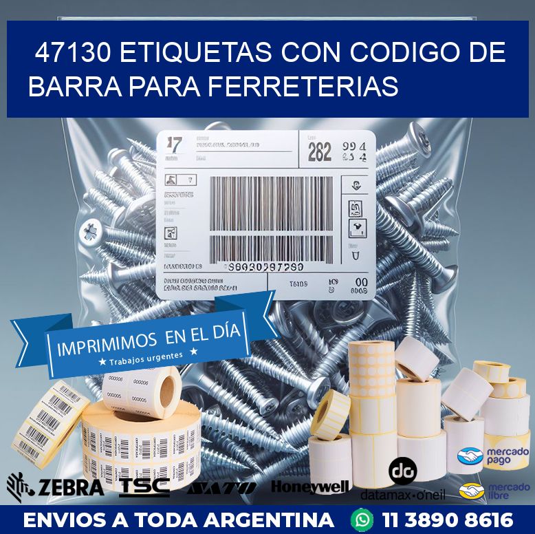 47130 ETIQUETAS CON CODIGO DE BARRA PARA FERRETERIAS