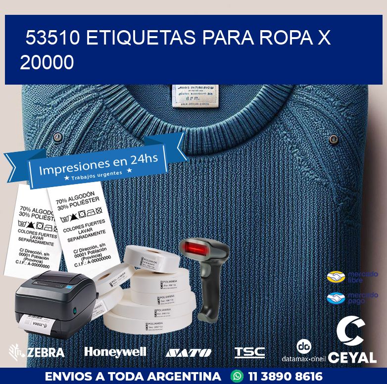 53510 ETIQUETAS PARA ROPA X 20000