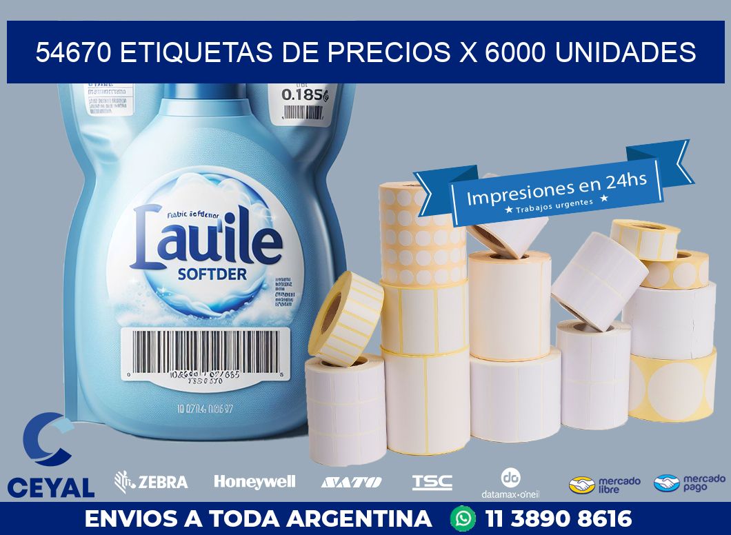 54670 ETIQUETAS DE PRECIOS X 6000 UNIDADES