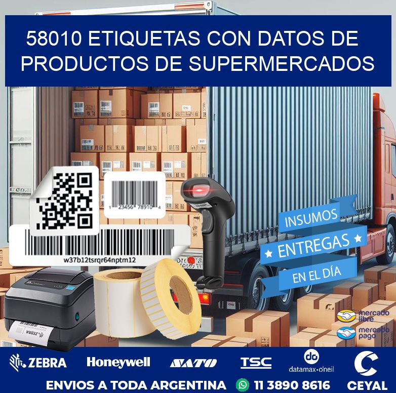 58010 ETIQUETAS CON DATOS DE PRODUCTOS DE SUPERMERCADOS