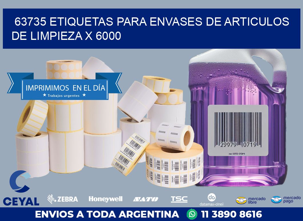 63735 ETIQUETAS PARA ENVASES DE ARTICULOS DE LIMPIEZA X 6000