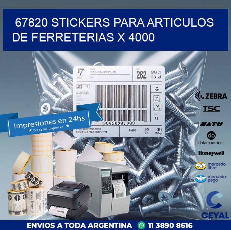 67820 STICKERS PARA ARTICULOS DE FERRETERIAS X 4000