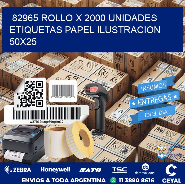 82965 ROLLO X 2000 UNIDADES ETIQUETAS PAPEL ILUSTRACION 50X25