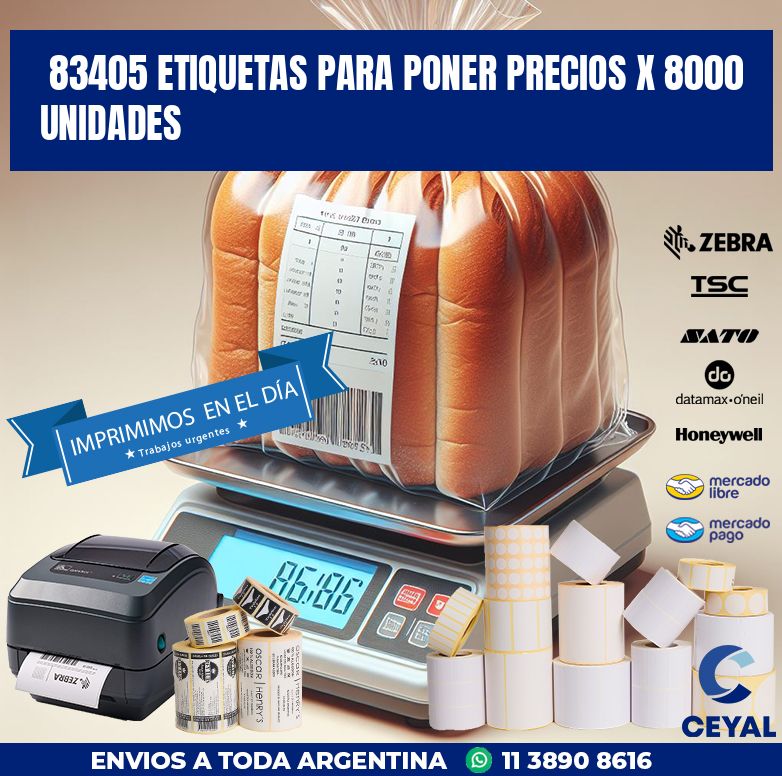 83405 ETIQUETAS PARA PONER PRECIOS X 8000 UNIDADES