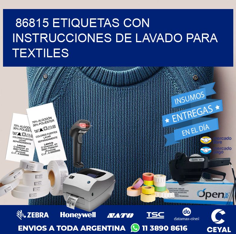 86815 ETIQUETAS CON INSTRUCCIONES DE LAVADO PARA TEXTILES