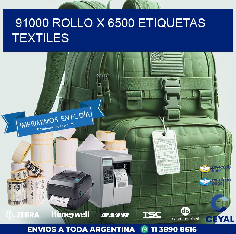91000 ROLLO X 6500 ETIQUETAS TEXTILES