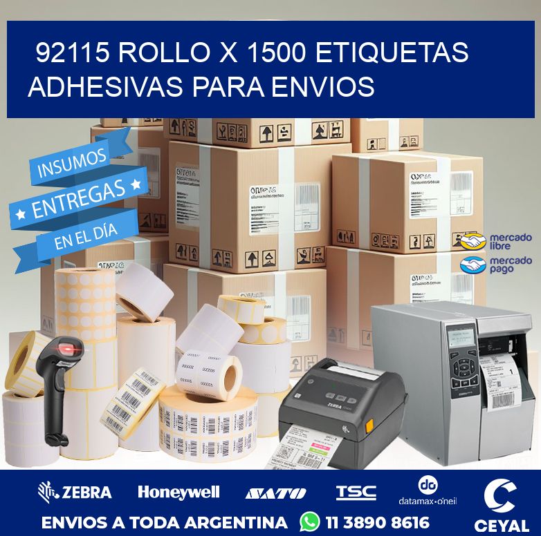 92115 ROLLO X 1500 ETIQUETAS ADHESIVAS PARA ENVIOS