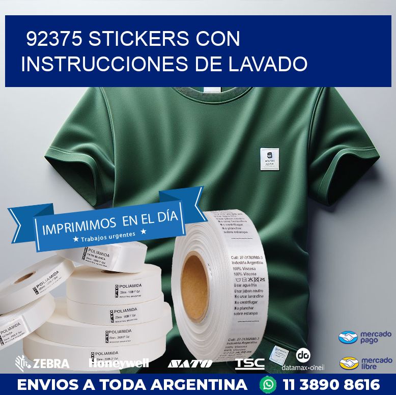 92375 STICKERS CON INSTRUCCIONES DE LAVADO