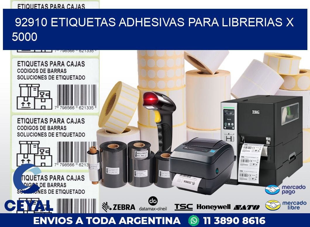 92910 ETIQUETAS ADHESIVAS PARA LIBRERIAS X 5000