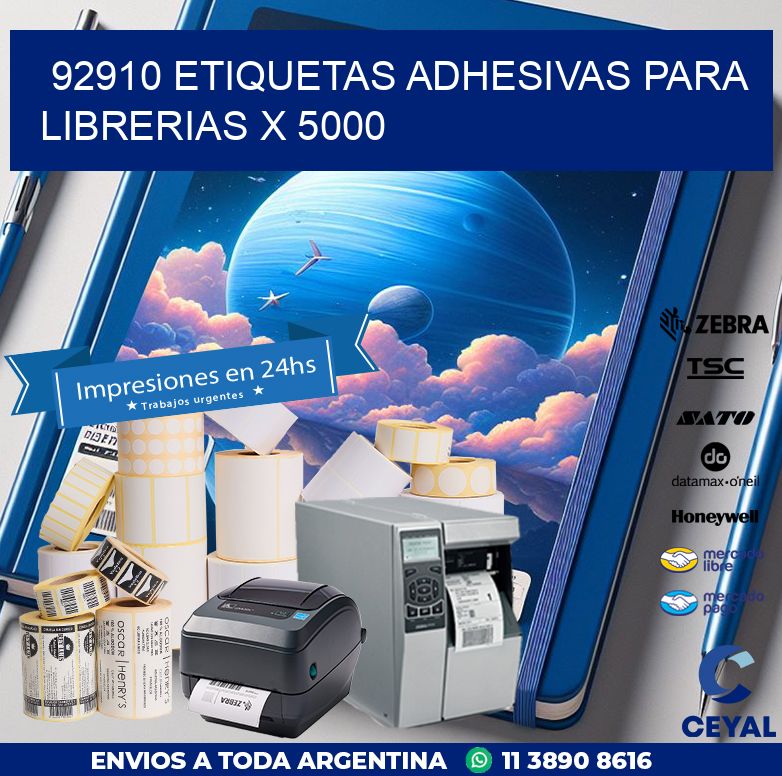 92910 ETIQUETAS ADHESIVAS PARA LIBRERIAS X 5000