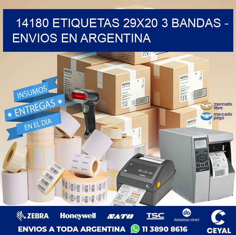 14180 ETIQUETAS 29X20 3 BANDAS - ENVIOS EN ARGENTINA