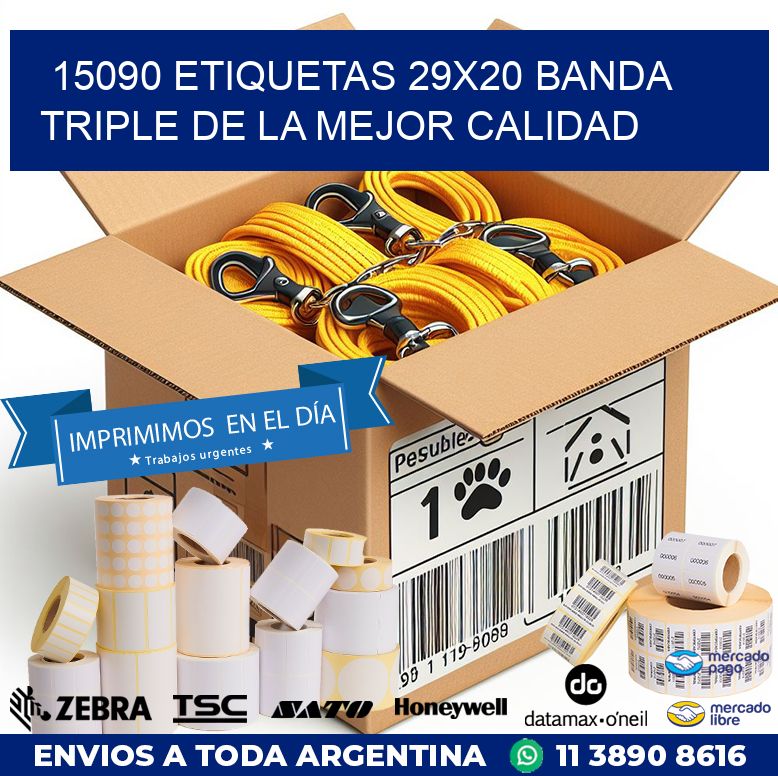 15090 ETIQUETAS 29X20 BANDA TRIPLE DE LA MEJOR CALIDAD