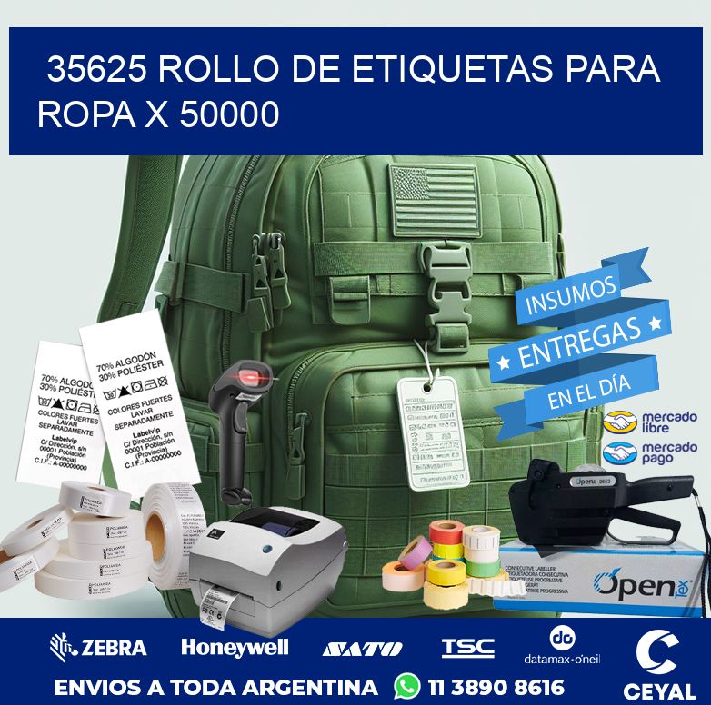 35625 ROLLO DE ETIQUETAS PARA ROPA X 50000