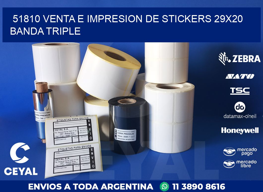 51810 VENTA E IMPRESION DE STICKERS 29X20 BANDA TRIPLE
