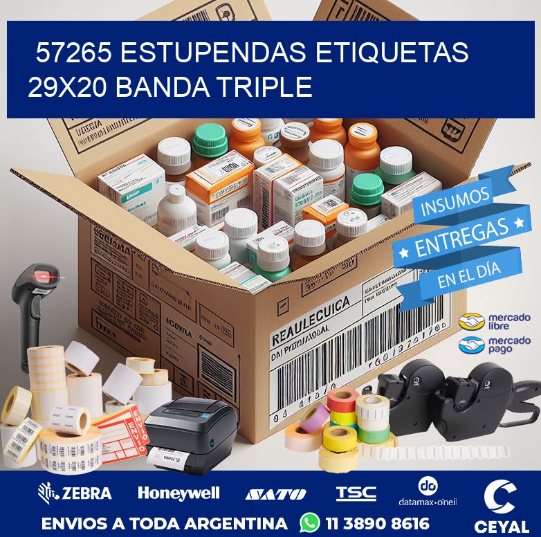 57265 ESTUPENDAS ETIQUETAS 29X20 BANDA TRIPLE