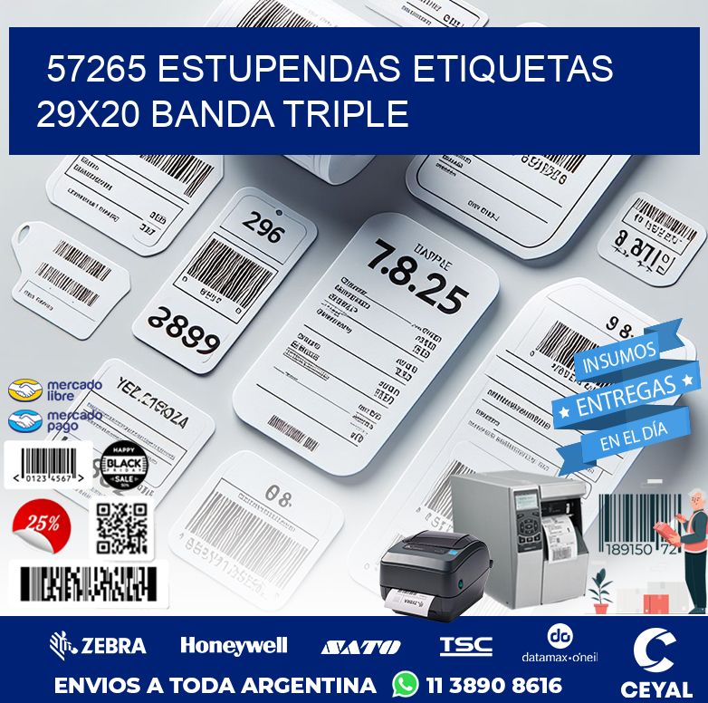 57265 ESTUPENDAS ETIQUETAS 29X20 BANDA TRIPLE