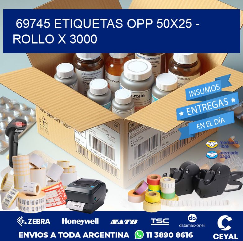 69745 ETIQUETAS OPP 50X25 - ROLLO X 3000