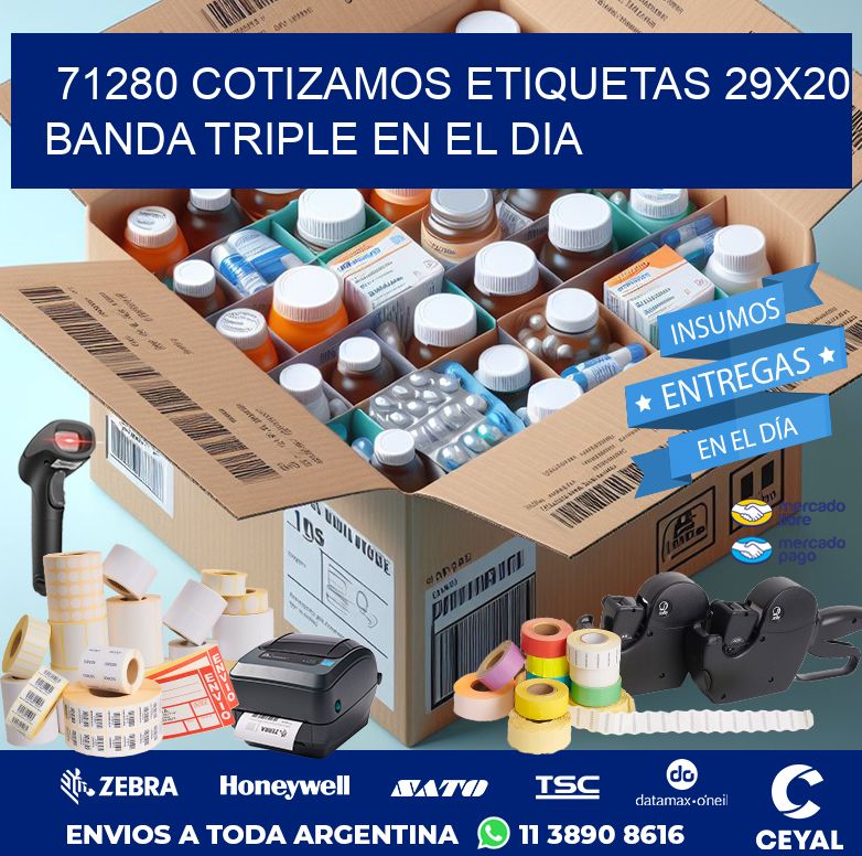 71280 COTIZAMOS ETIQUETAS 29X20 BANDA TRIPLE EN EL DIA