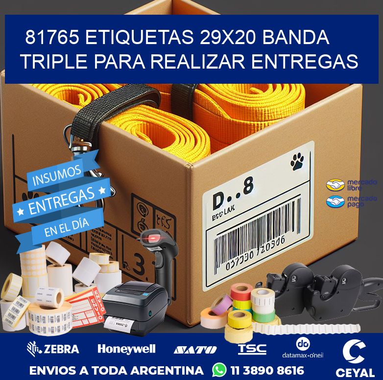 81765 ETIQUETAS 29X20 BANDA TRIPLE PARA REALIZAR ENTREGAS