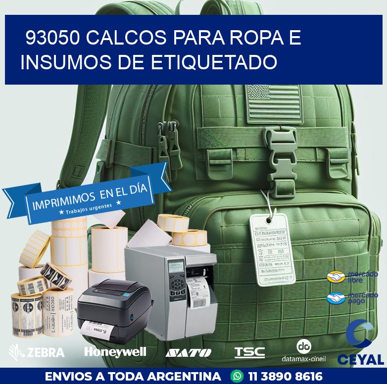 93050 CALCOS PARA ROPA E INSUMOS DE ETIQUETADO