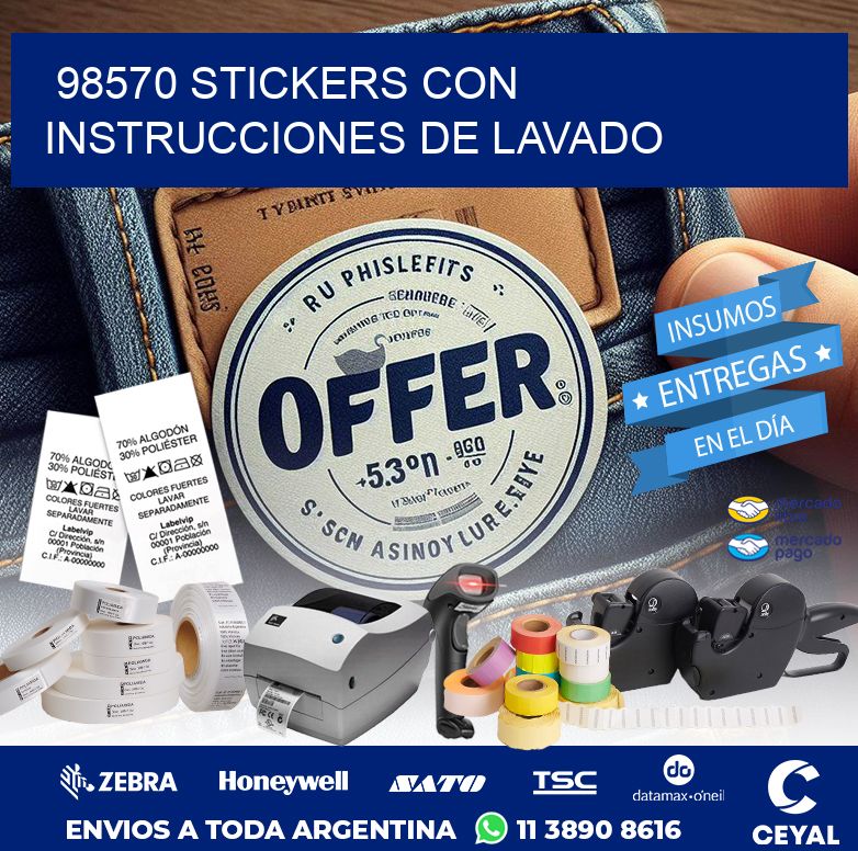 98570 STICKERS CON INSTRUCCIONES DE LAVADO