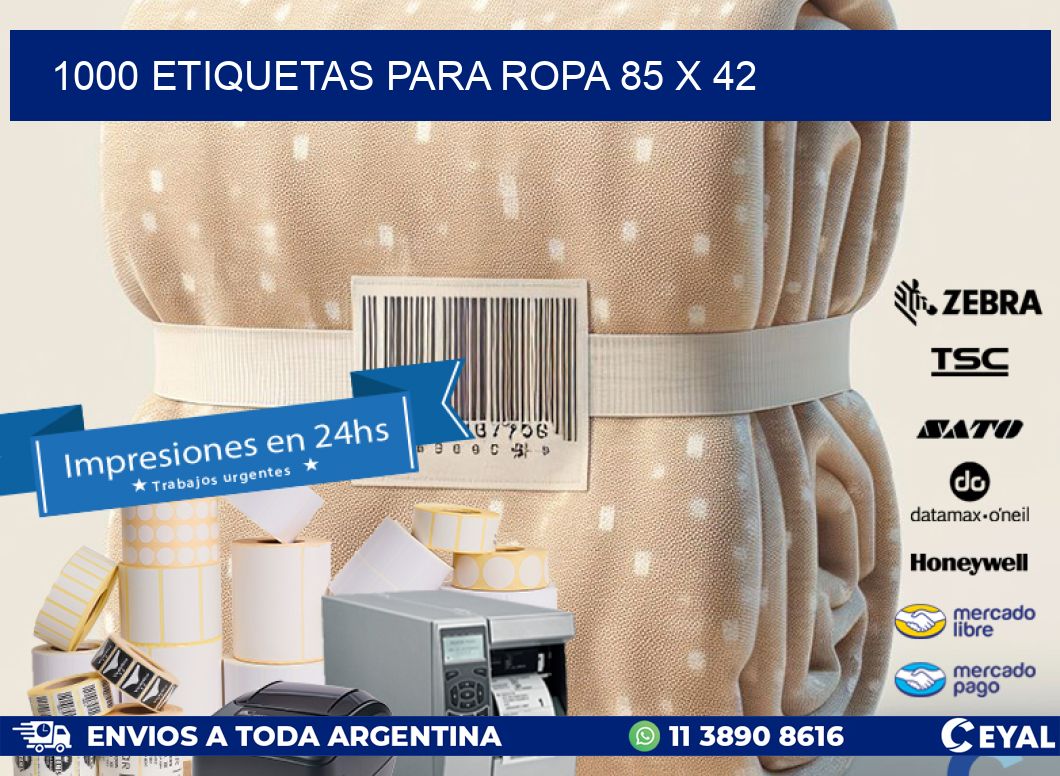 1000 ETIQUETAS PARA ROPA 85 x 42