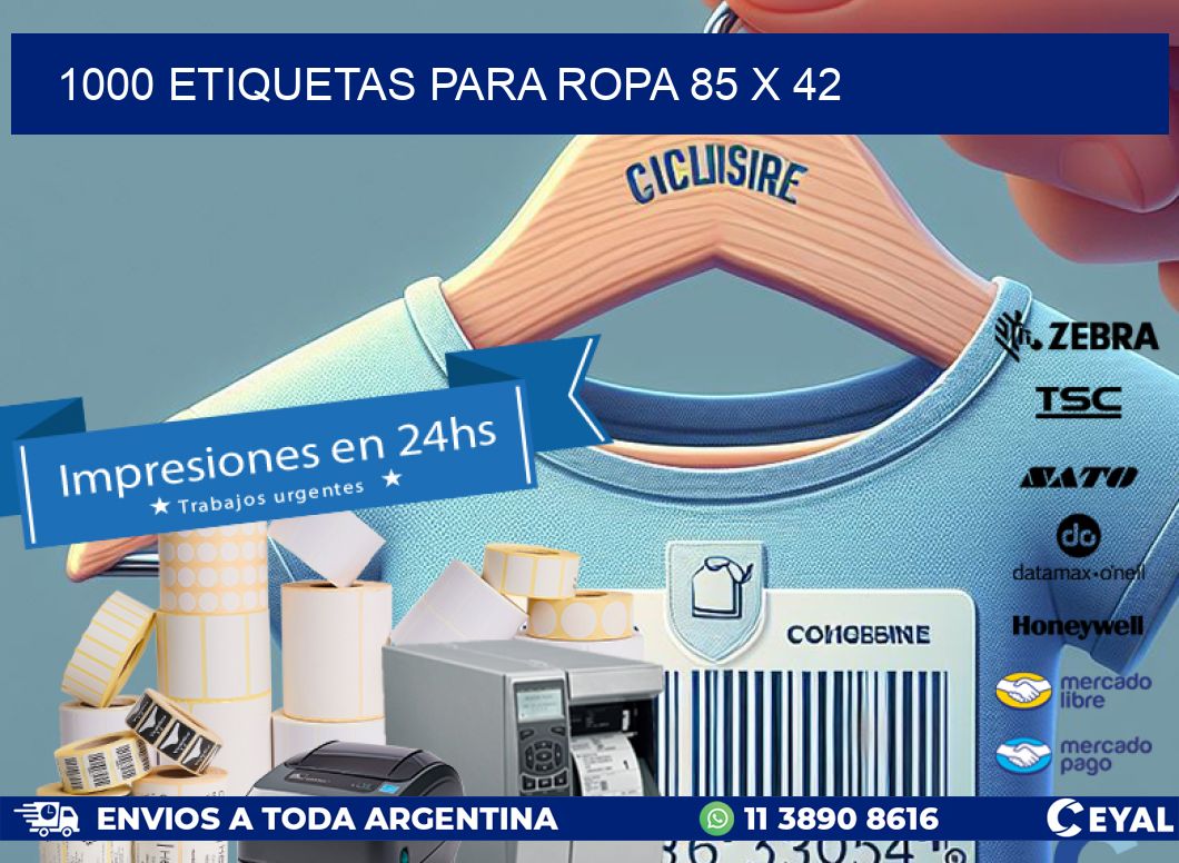 1000 ETIQUETAS PARA ROPA 85 x 42