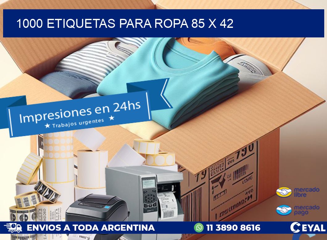 1000 ETIQUETAS PARA ROPA 85 x 42