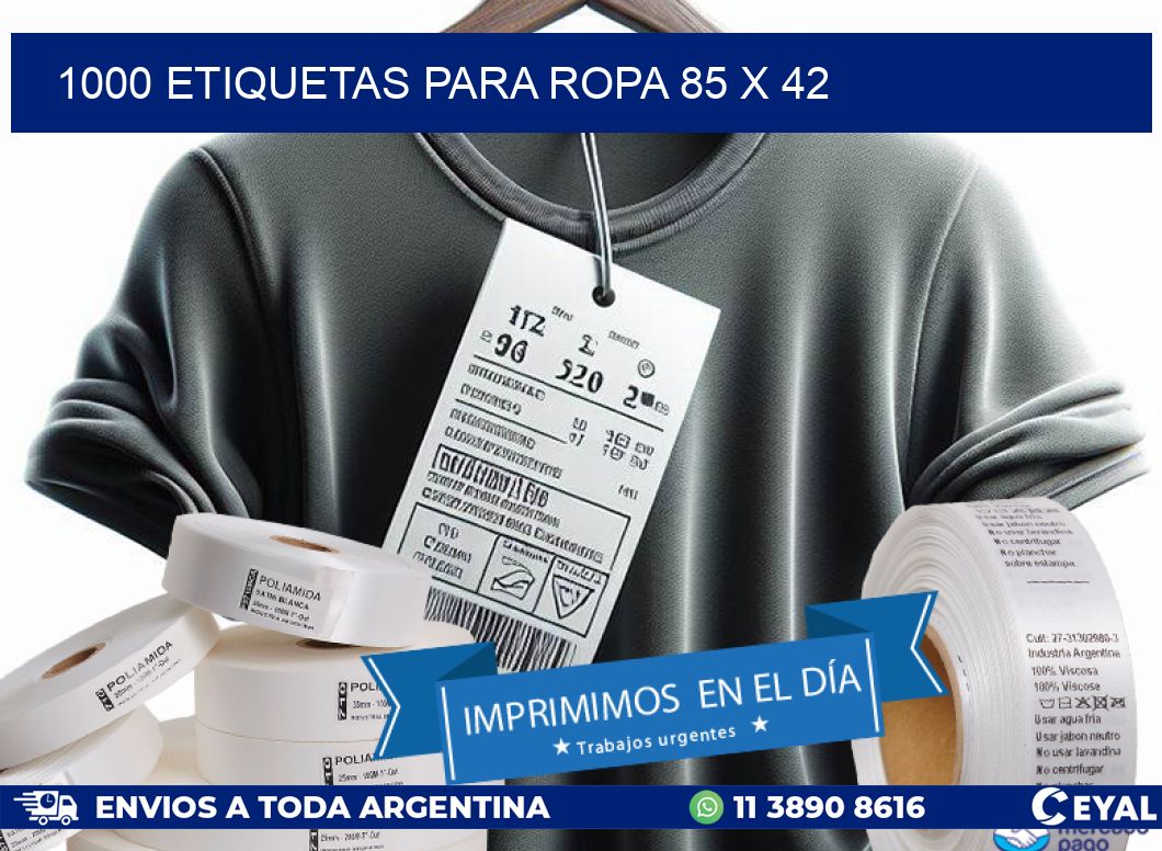 1000 ETIQUETAS PARA ROPA 85 x 42