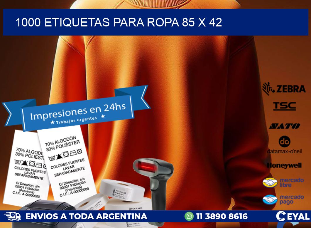 1000 ETIQUETAS PARA ROPA 85 x 42