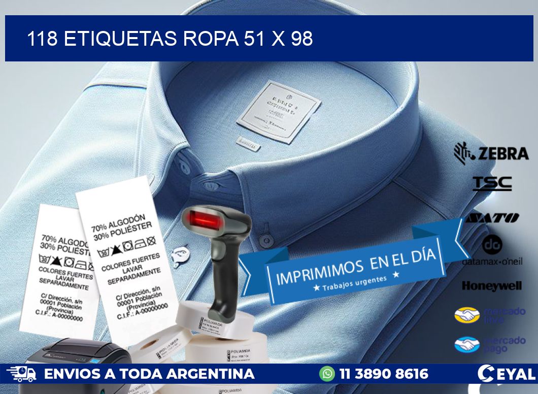 118 ETIQUETAS ROPA 51 x 98